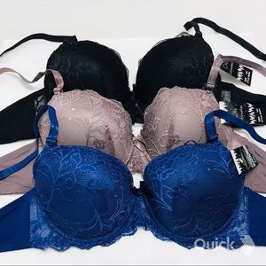 NWT 3 pcs Floral Lace Contour Bras